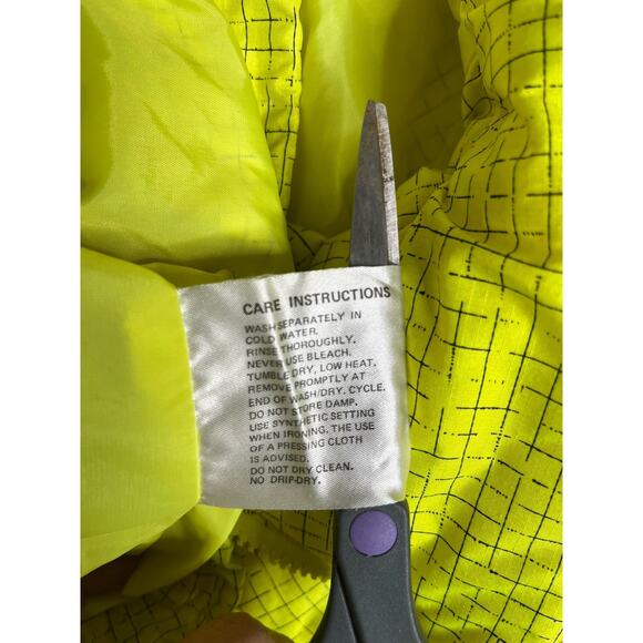 Kaelin Tech Light Ski Pullover Jacket Hoodie Grid Print Yellow Nylon Large 1990s - Picture 11 of 11